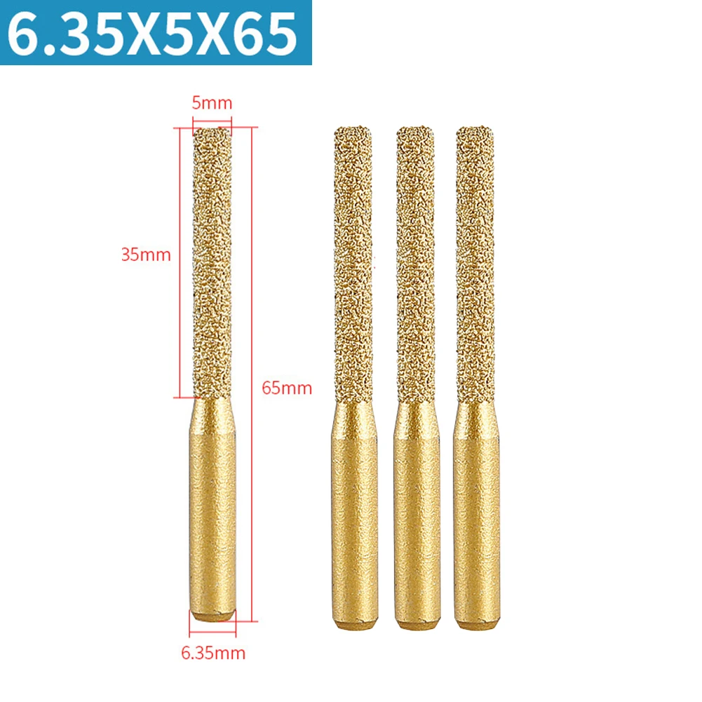 

4pcs Brazed Diamond Router Bit Straight Shank Engraving Machine Tool Marble Gold 6.35mm Handle For Seaming Machine