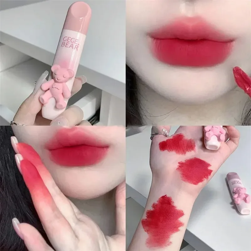 Gegebear Fluwelen Lippenstift Waterdicht Matte Lip Glazuur Langdurige non-stick Cup Kastanje Roodbruin Lip Tint Modder Koreaanse make-up