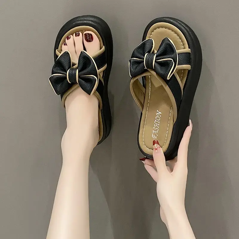 

Platform With Bow Women's Slippers and Ladies Sandals on Beach Outside Slides 39 New Fashion Shoe Designer Luxury Sale Pvc Shoes