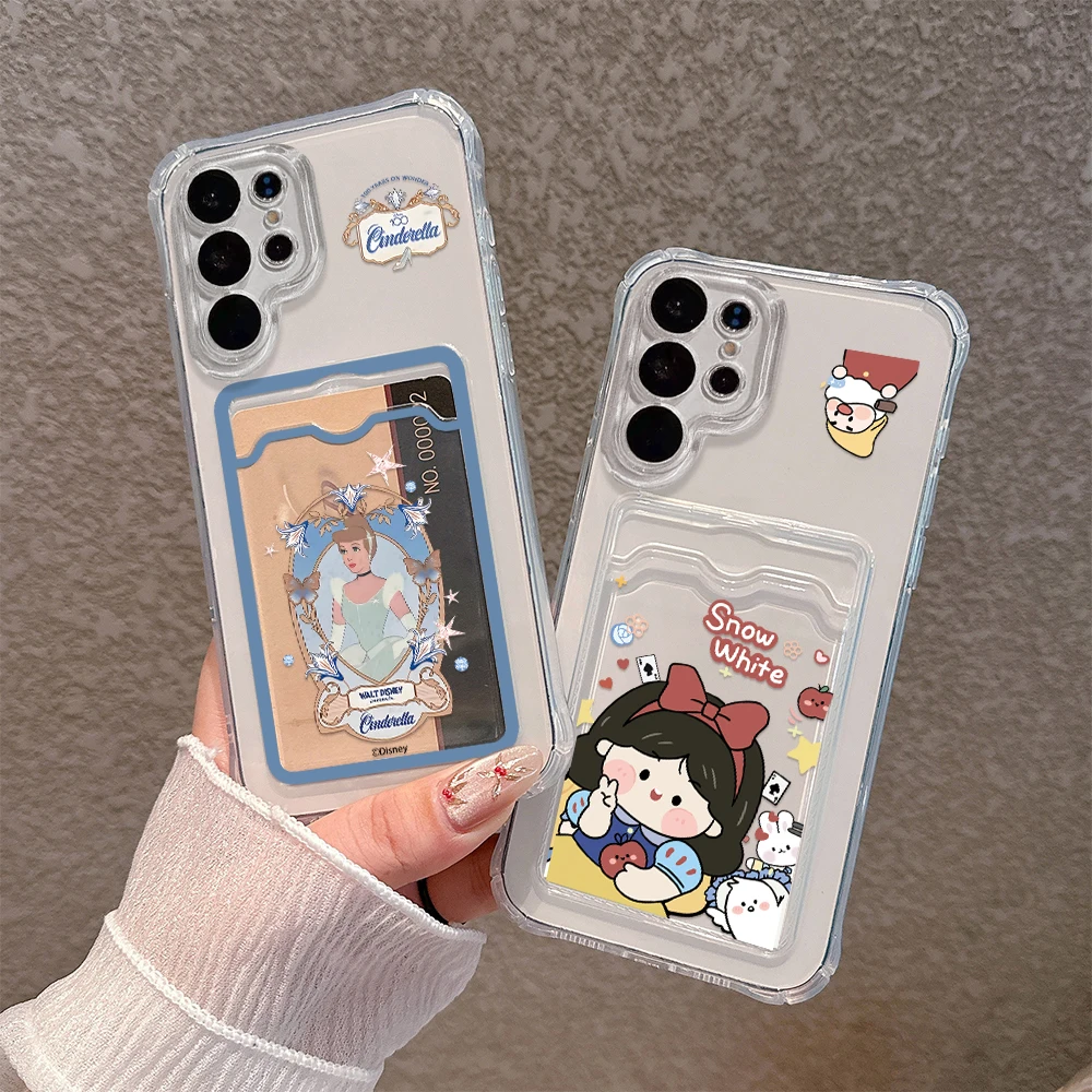 Cute Alice Snow White Card Hold Case For Xiaomi Redmi 13C 12C 10C 9A 9C Note 13 12 12s 11 10 9 8 Pro 4G 5G Anti-fall Clear Cover