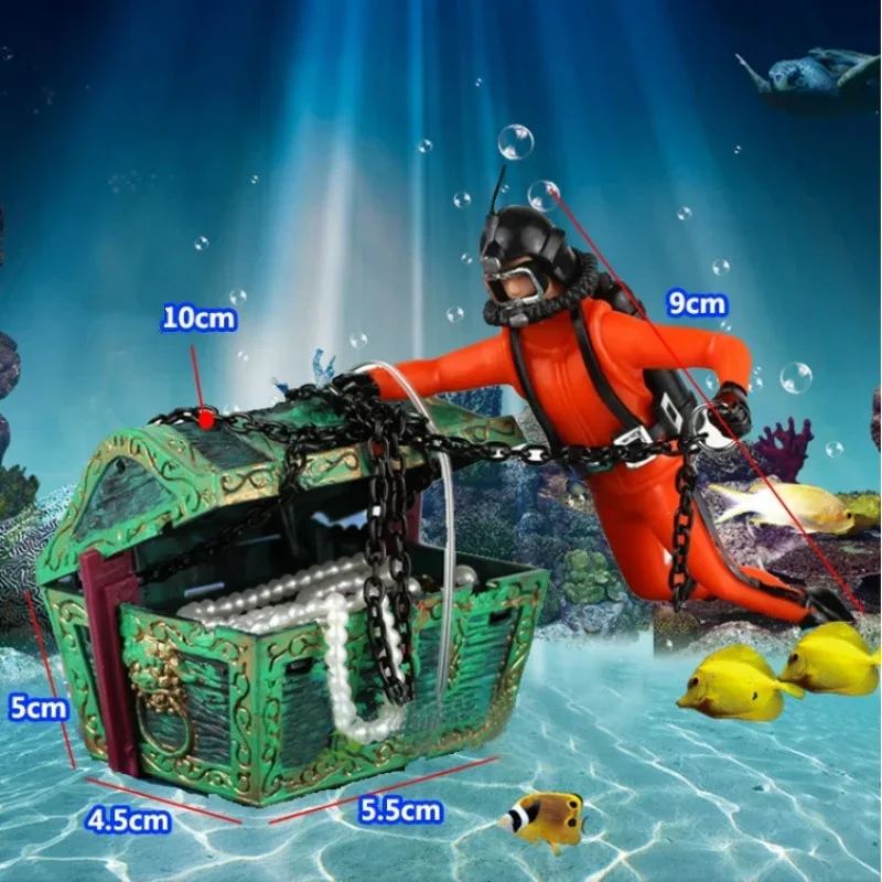 Fish Tank Decoration Treasure Frogman Fish Tank Landscaping Aquarium Pirate Treasure Aquarium Decoration image 2