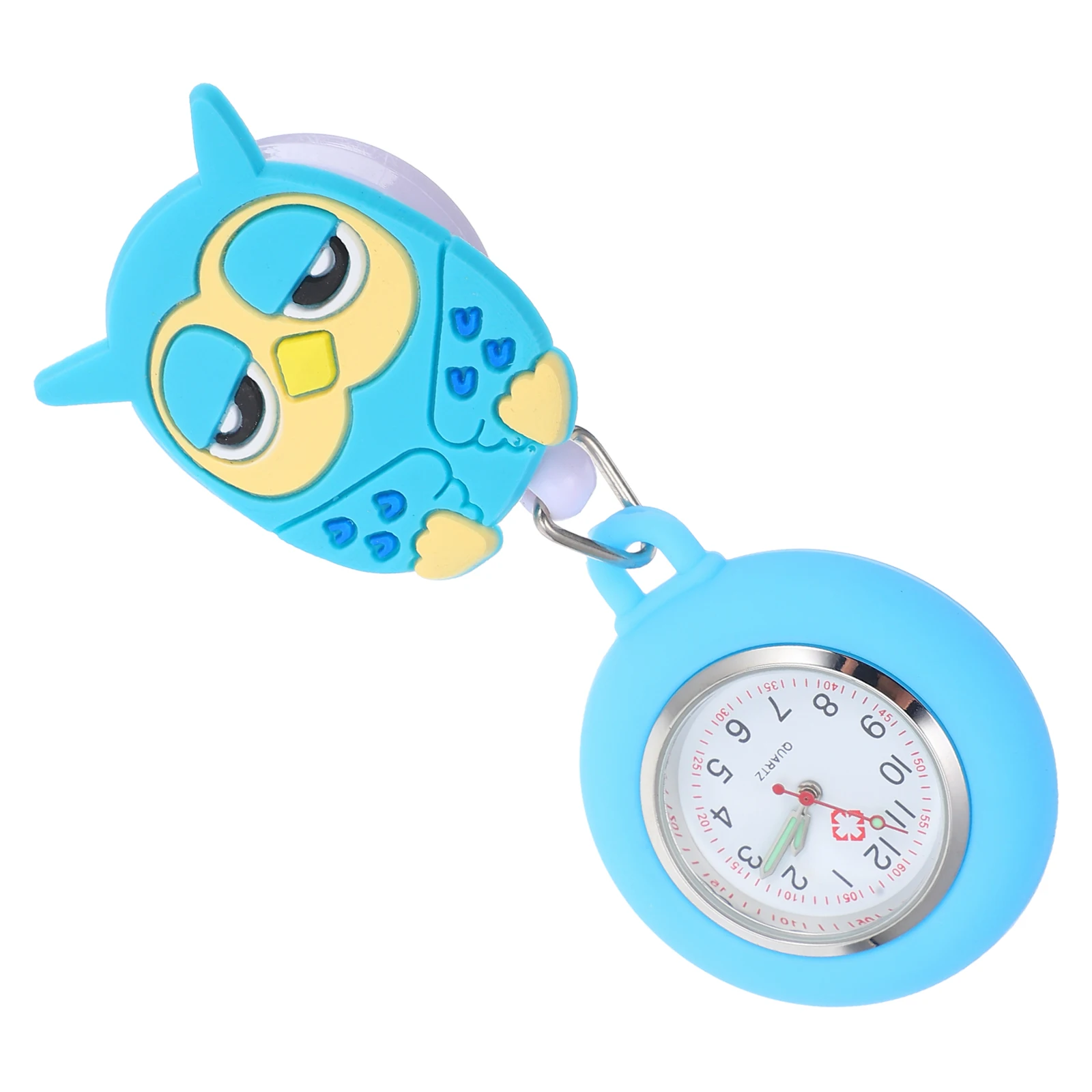 귀여운 올빼미 주머니 시계 부드러운 고무 블루 실리콘 두 번째 의사 간호사 의료 간호사 주머니 시계 선물