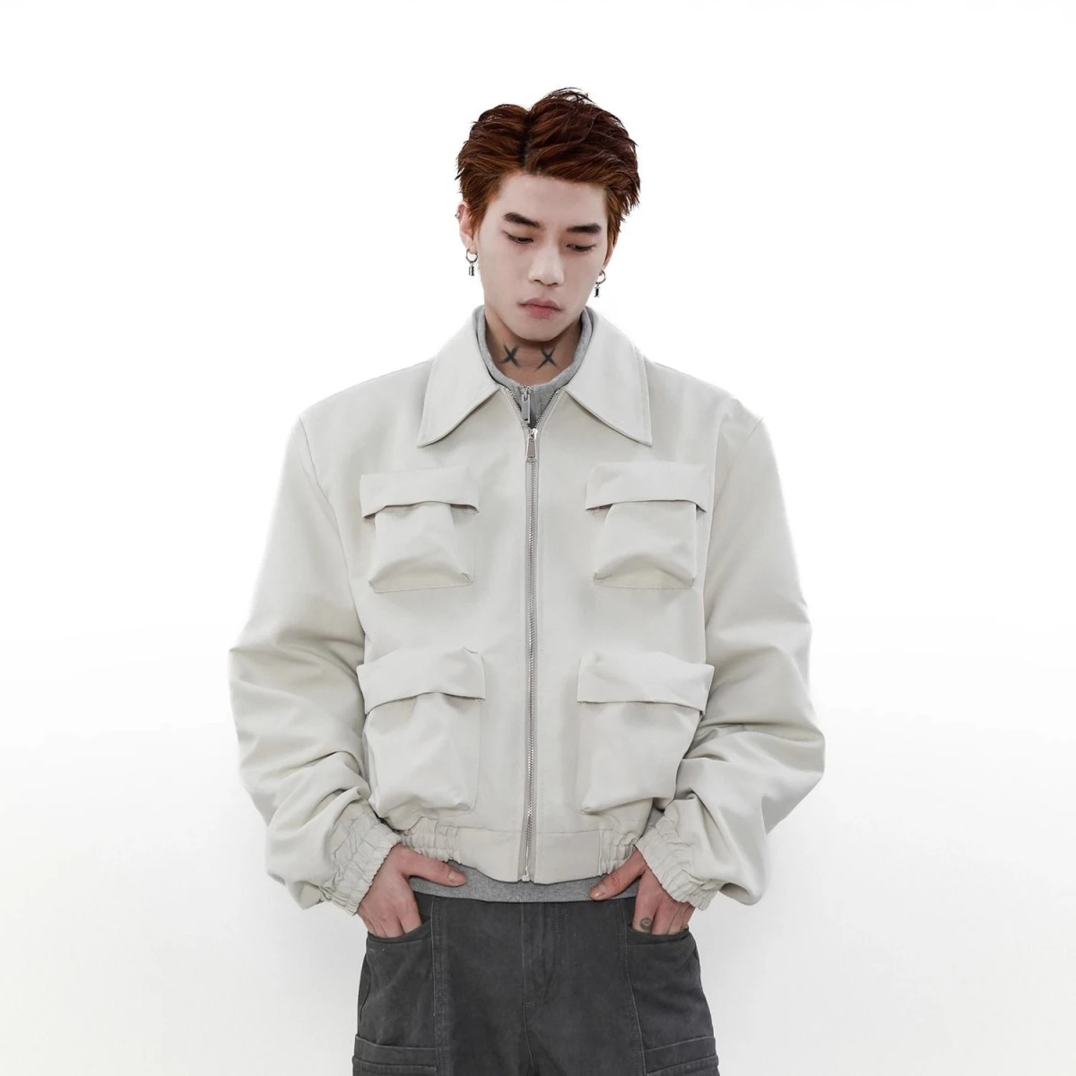 

Кожаная куртка мужская, модная, уличная, с подкладкой, на плечевых шнурах, для мотоциклистов, весна-осень, полиэстер, приталенный крой