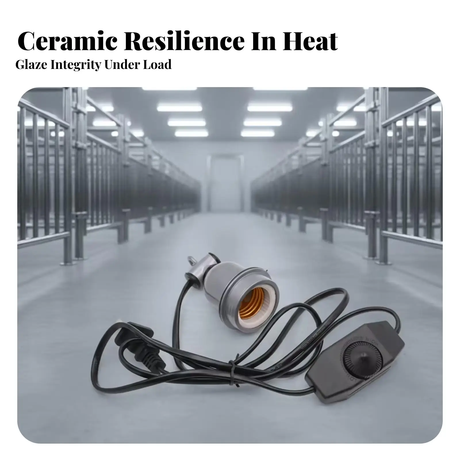 Ceramic Lamp Holder with Switch Cord | High-Temperature, Universal, Heat Lamp Socket with Inline Switch, for vivariums