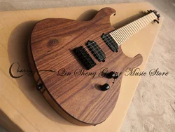 6-string electric guitar, CM guitar, maple through ash body, walnut veneer, black bridge, locking knob