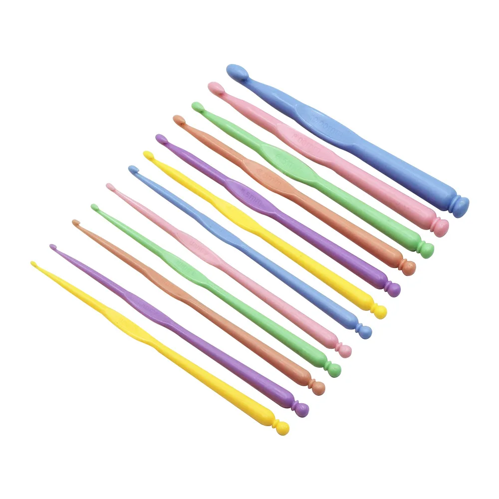

12pcs/set Plastic Crochet Hooks 2.0-10.0mm Crochet Needles Colorful Crochet Hook Set DIY Yarn Weaving Tools for Scarf Gloves