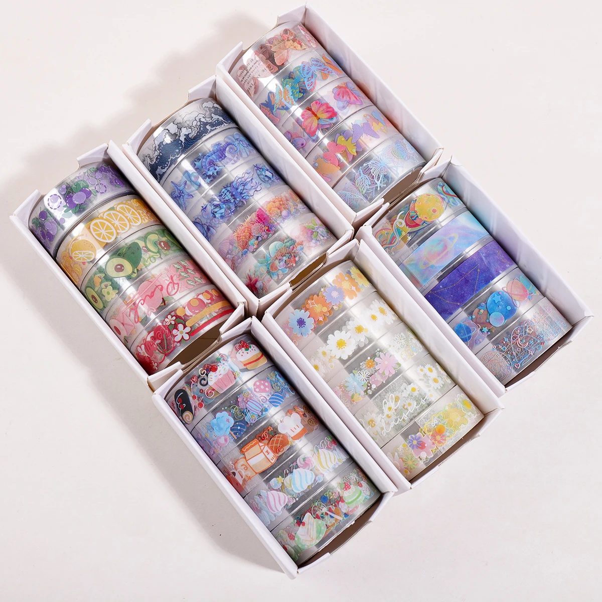 5 Rolls Transparent PET Washi Tape Set, 1.5cm×2m Aesthetic Decorative Tape for Bullet Journal Hobonichi Planner Supplies