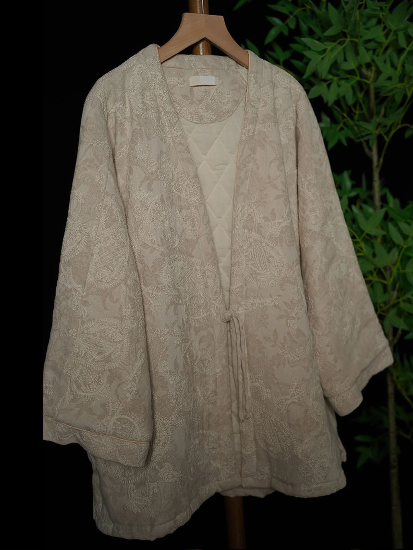 

Poetry in the Clouds Winter Chinese Sle Hanfu Embroidered Cotton Jaet Women's Mid-Length Loose Zen Cotton Coat