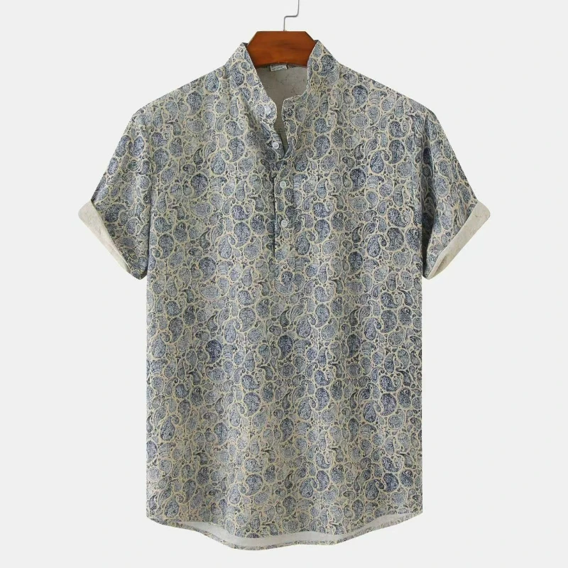 

Summer New Foreign Trade Pattern Beach Short-sleeved Shirt European and American Summer Camouflage Printed Shirt Men Comfort