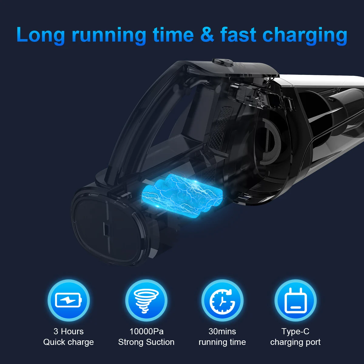 Беспроводной автомобильный пылесос 10000 ПА со встроенным фотофильтром, беспроводной портативный ручной пылесос 150 Вт, Мощное всасывание, домашний автомобильный пылесос