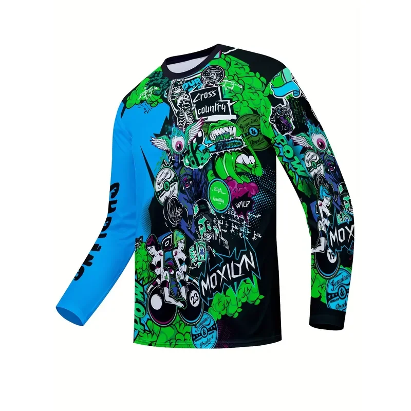 3D Printed Casual Long Sleeve Men Breathable Enduro Motocross Off Road Mountain Bike MTB Jersey Cycling Top Riding Quick Dry