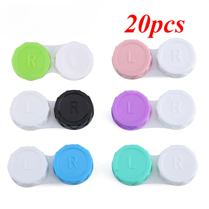 20 Pcs Contact Lens L+R Cases Storage Holder Soaking Container Travel Accessaries Eye Candy Colored Contact Lens Box