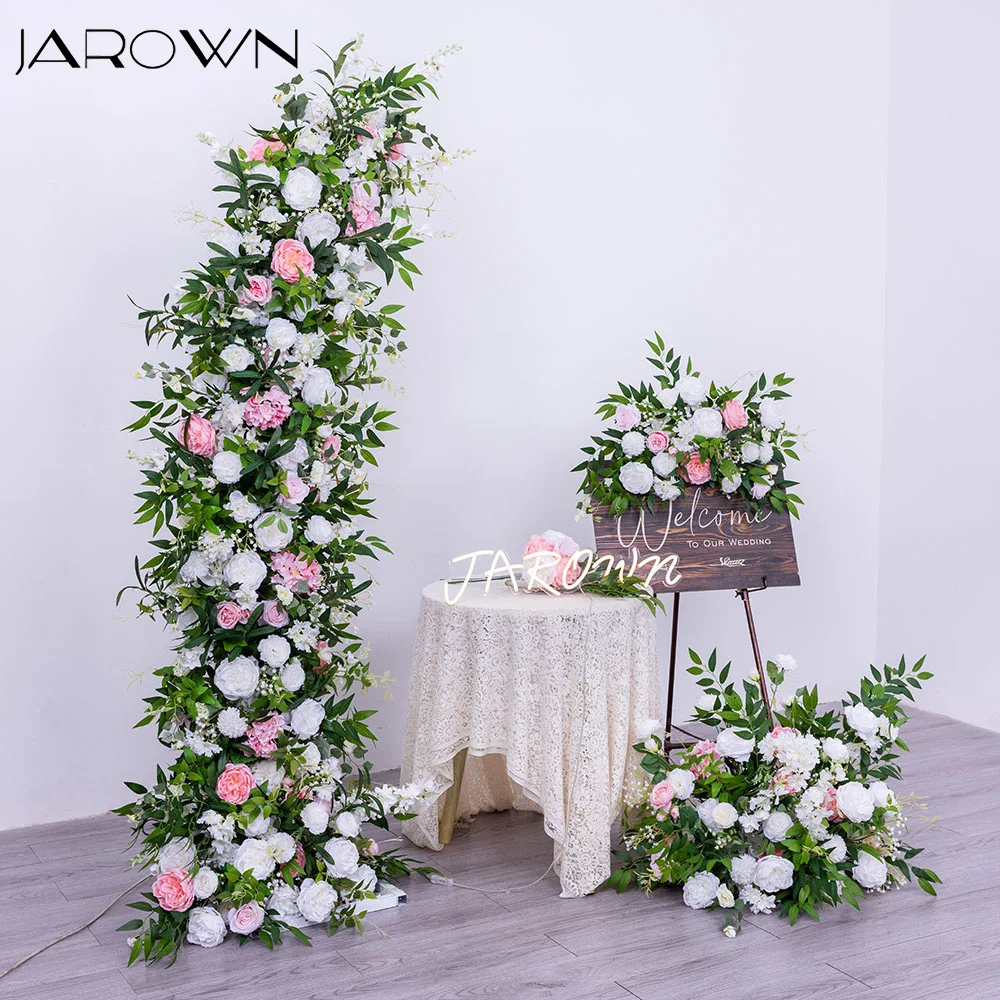 Pink White Rose Peony Greens Wisteria Artificial Flower Runner for Event Props Sign Florals Customized Wedding Flower Props