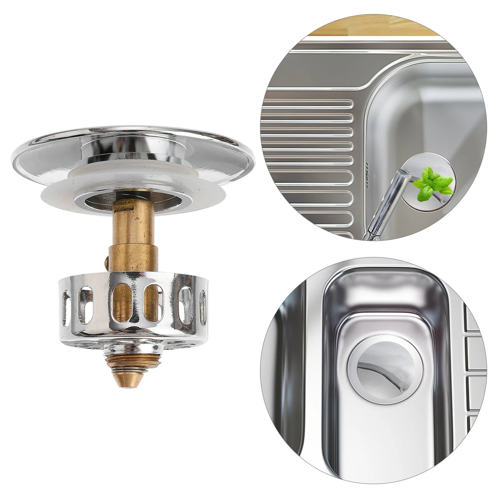 

Bath Tub Plug Up Waste Drain For Basin With Overflow Modern Round Design Durable High-Grade Material Push Button Drainage