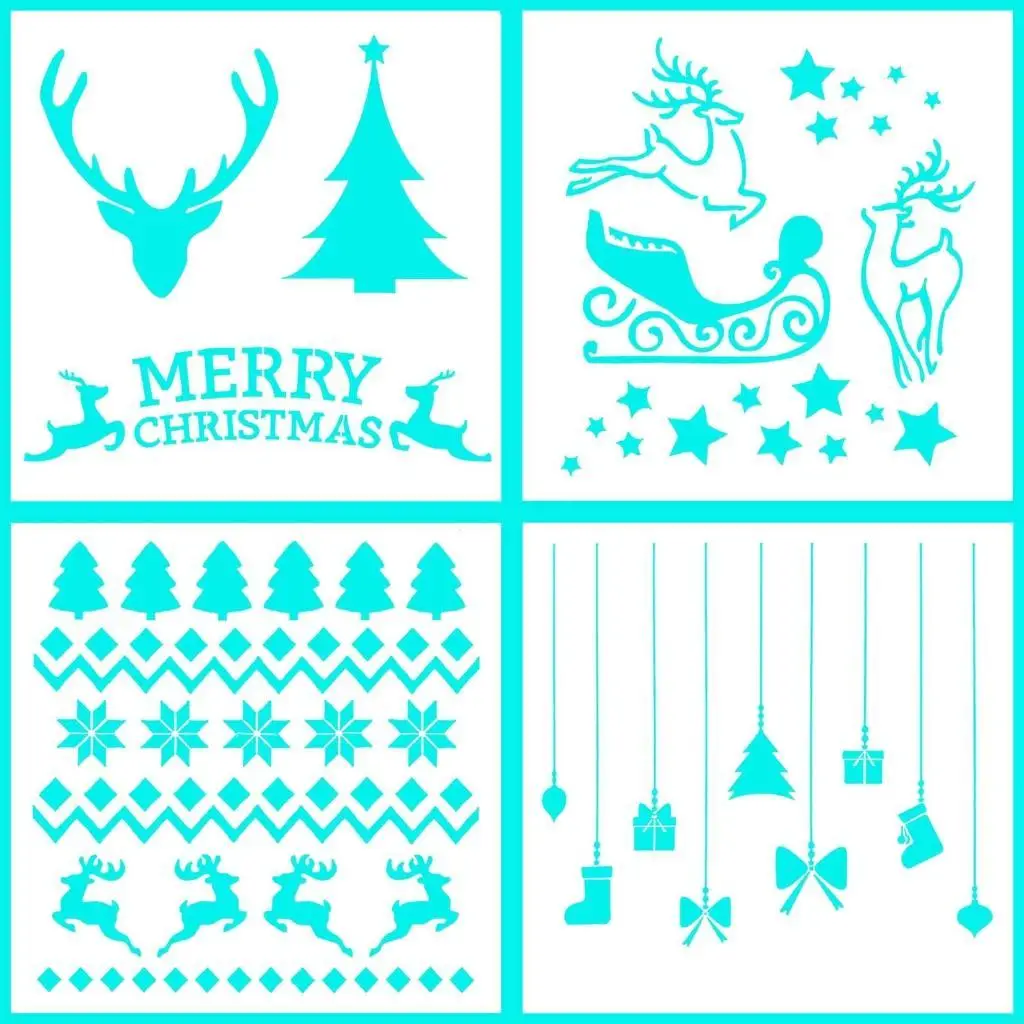 

Cake Painting Templates Christmas Printing Hollow Mold Wedding Birthday Gift Kid L5BE