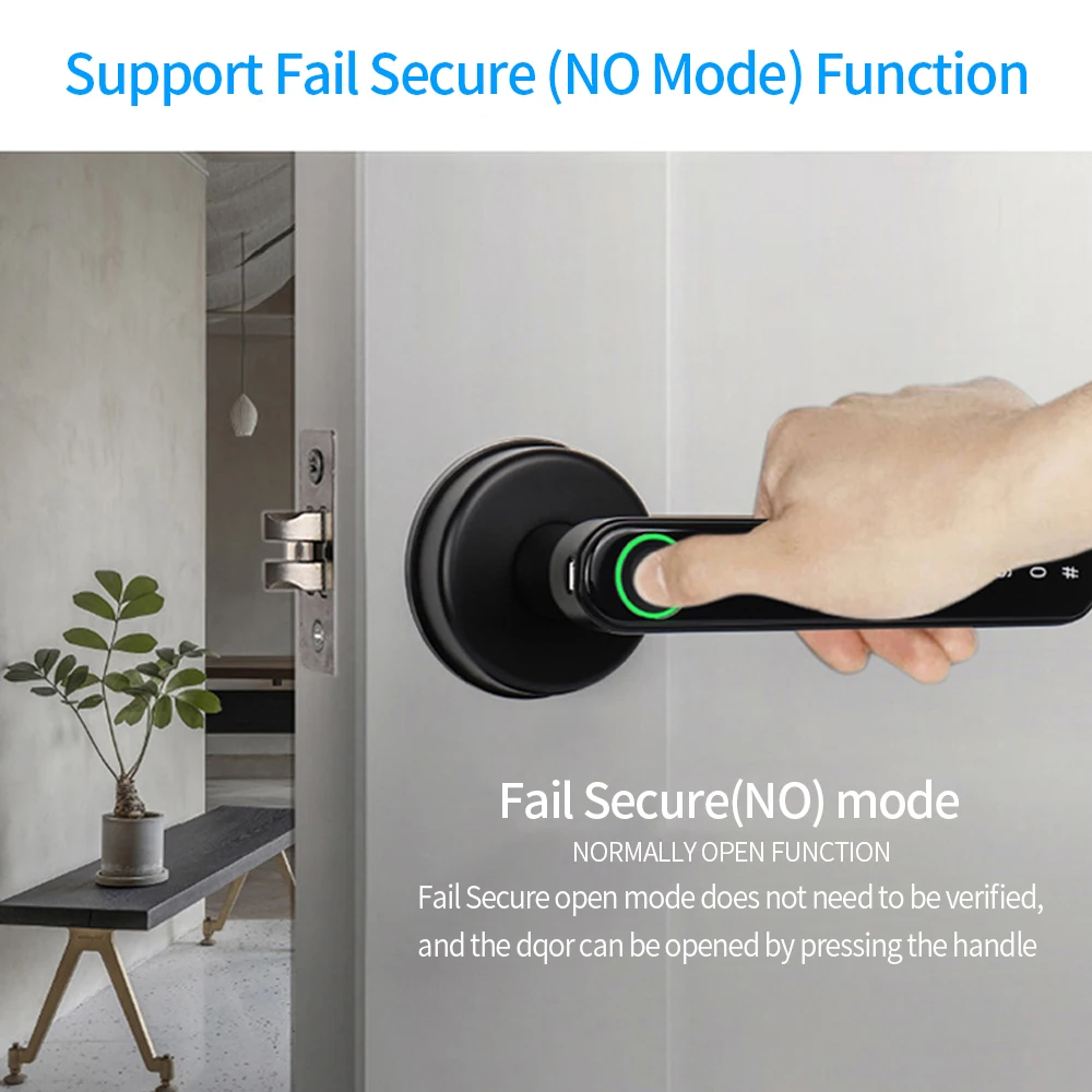 Tuya Smart Life / TTLOCK APP BLE Fingerprint Door Smart Lock Keyless Entry serratura elettronica con maniglia codice temporaneo/chiave/sblocco APP