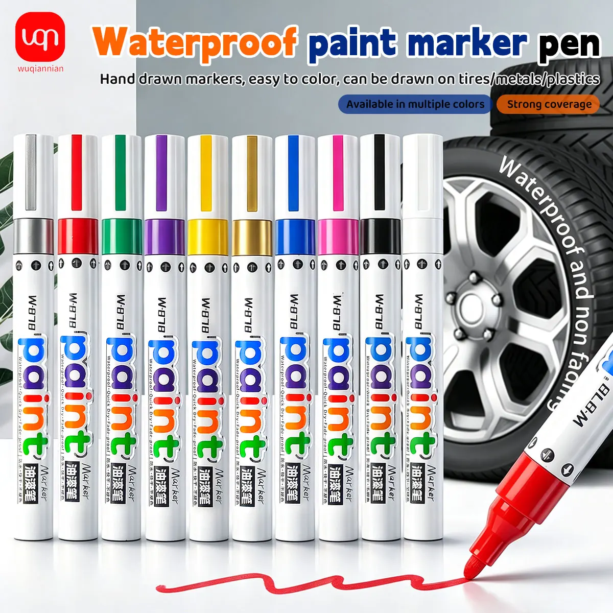 Multi-color Waterproof Paint Marker Pen Oil-Based Permanent Tire Marker for Wheels, Metal, Plastic, Wood, Glass DIY Art