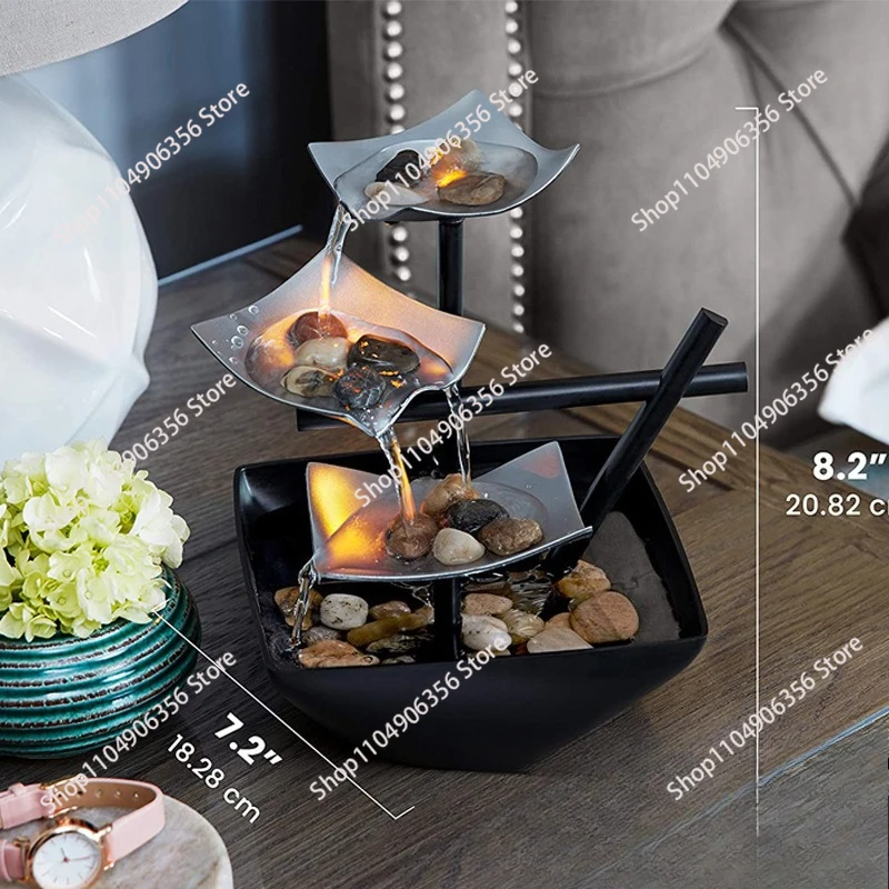 

Настольный фонтан для офиса, декоративный фонтан с текущей водой, украшение в стиле фэн-шуй