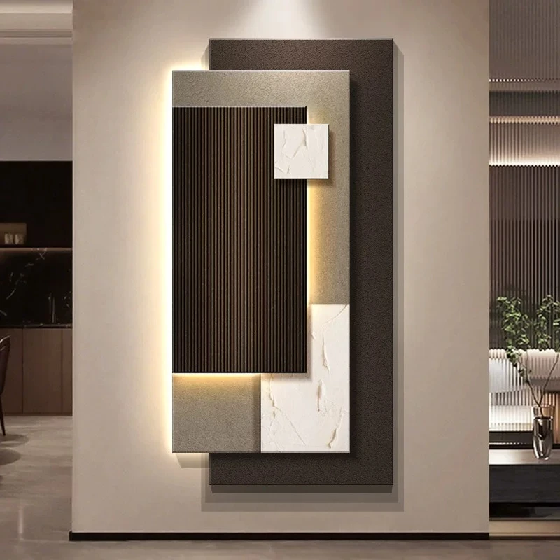 High-level entrance decorative painting three-dimensional sandstone corridor hanging painting abstract black