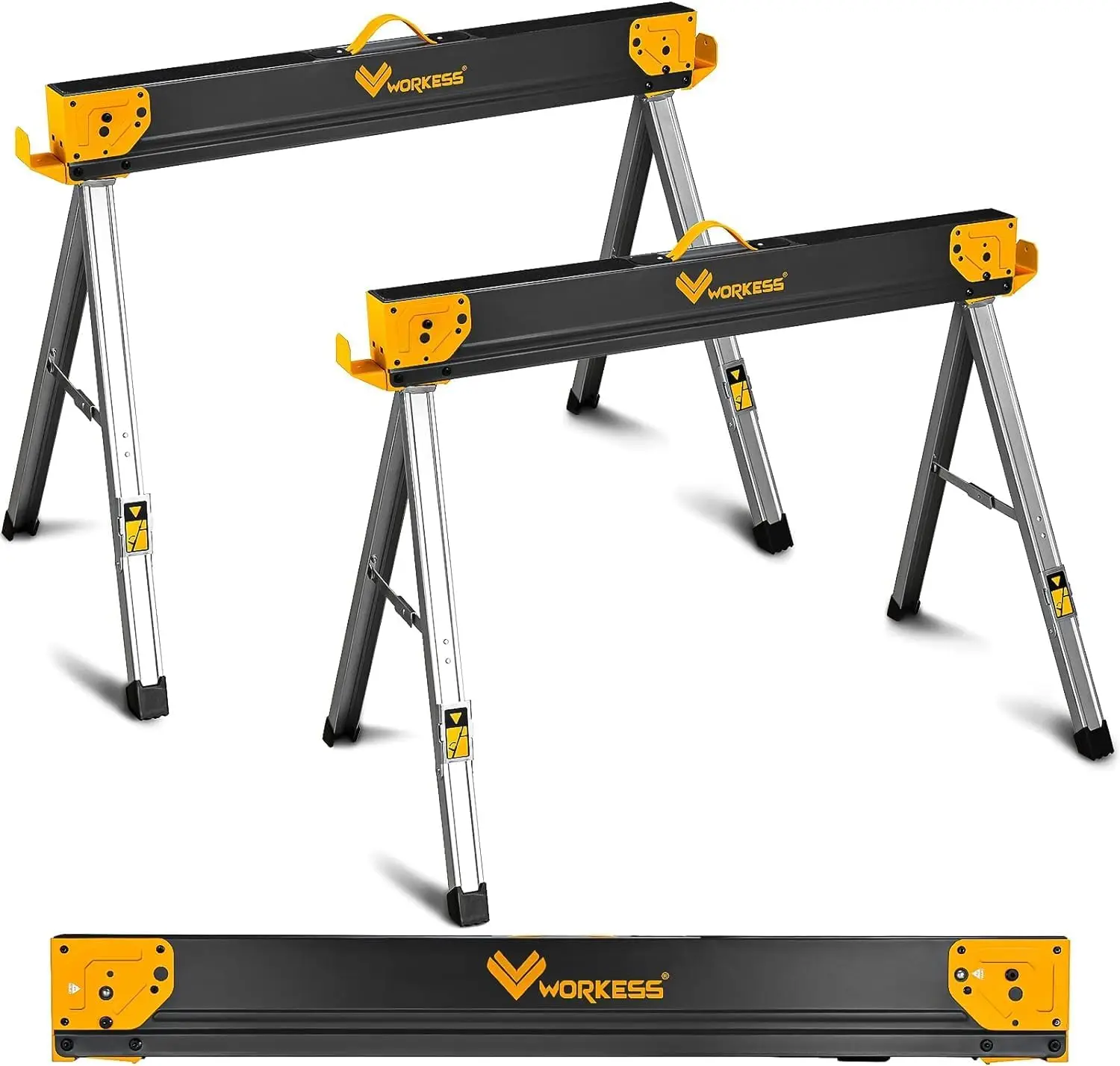 Saw Horses 2 Pack Folding, Heavy Duty Sawhorse Table 2600 Lbs Load Capacity with 2x4 Support Legs, Portable Folding and Fast