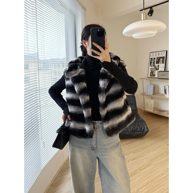 Elegant Natural Otter Rabbit Hair Fashion Color Jacket Coat Women High Collar Zipper Full Sleeve Thick Jackets 2026 Winter