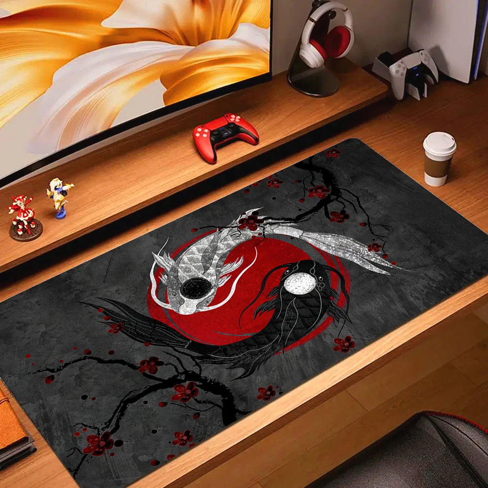 Gaming Mouse Pads Koi Taichi Fish Neutral Table Mats Computer Mousepad Company Deskmat 50x100cm Large Gamer Mousepads Mouse Mat