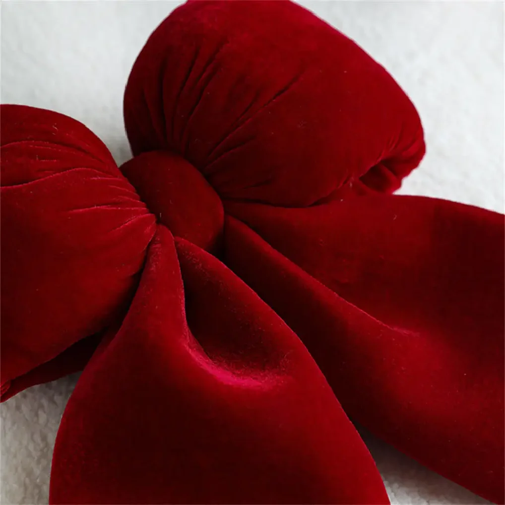 

Christmas Bow Decoration Velvet Red Bow Knot Baubles Hanging Ornaments DIY Xmas Trees Pendant For Holiday Home Party Decorations