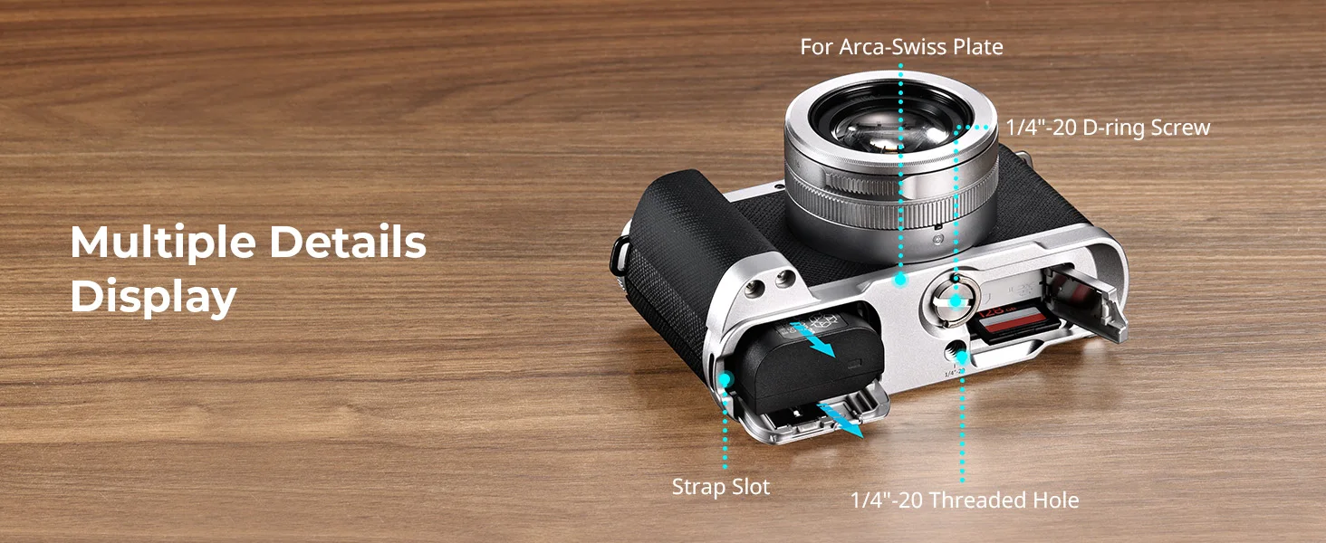 SmallRig L-förmiger Haltegriff für Panasonic LUMIX L10, integrierter Silikongriff mit Arca-Swiss Schnellwechselplatte für Stativ – Detail 9