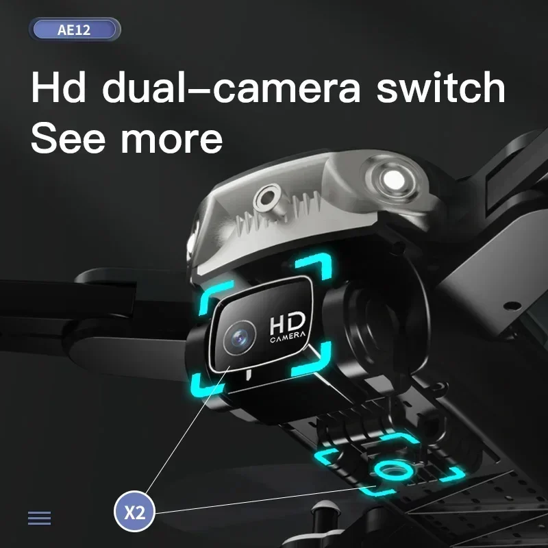AE12  Professinal HD ESC Optical Flow Localization  Dual Camera Switching Obstacle Avoidance Drone Outdoors Toys Helicopter