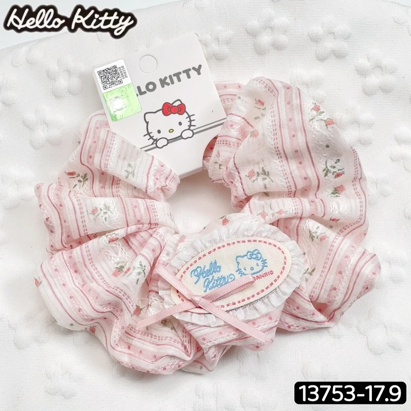 HelloKitty Sweet Floral Hair Tie, Korean-Style Fabric Scrunchie, Cute and Fresh Hair Accessory for Girls view 6