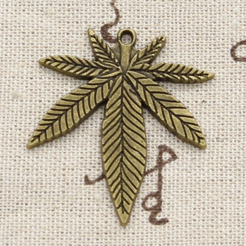 6pcs Charms Maple Leaf 39x34mm Antique Bronze Silver Color Pendants Making DIY Handmade Tibetan Bronze Silver Color Jewelry