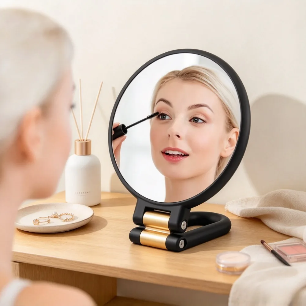 Handheld Makeup Mirror Double Sided 1X 50X Magnifying Mirror Portable Folding Travel Mirror 360° Adjustable Cosmetic