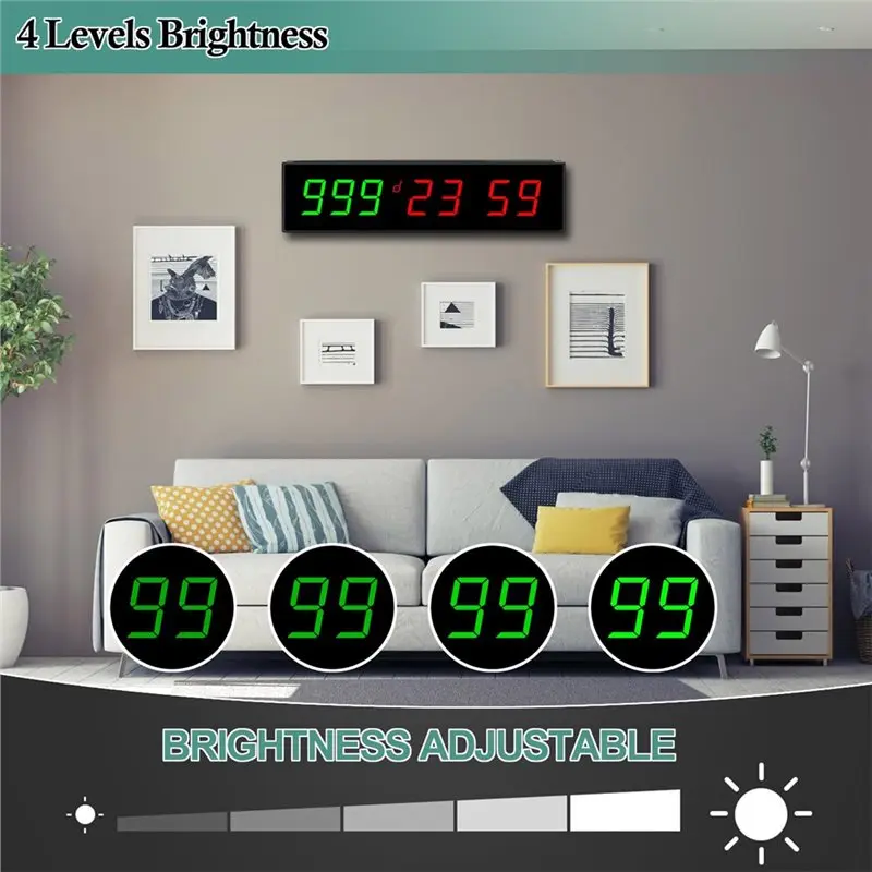 BHBD-Digital Days,Countdown Timer Clock LED Wall Clock,Retirement Countdown Calendar Up To 999 Days,Count Timing Up Stopwatch US