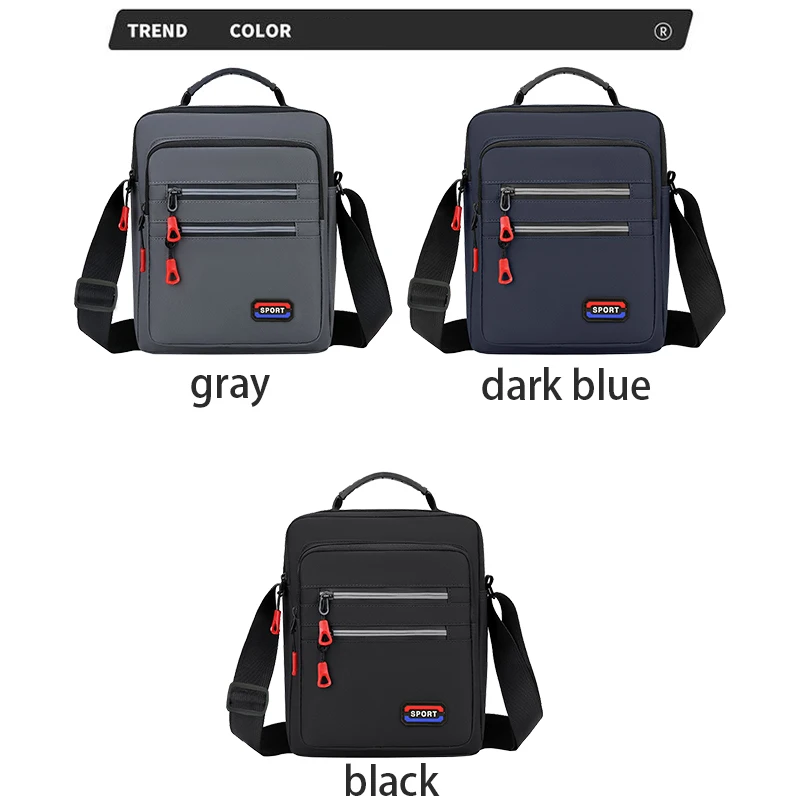Klassische Sport-Umhängetasche mit mehreren Taschen, strapazierfähige, wasserabweisende Nylon-Umhängetasche für Herren, für den Alltag und Freizeit – Detail 6