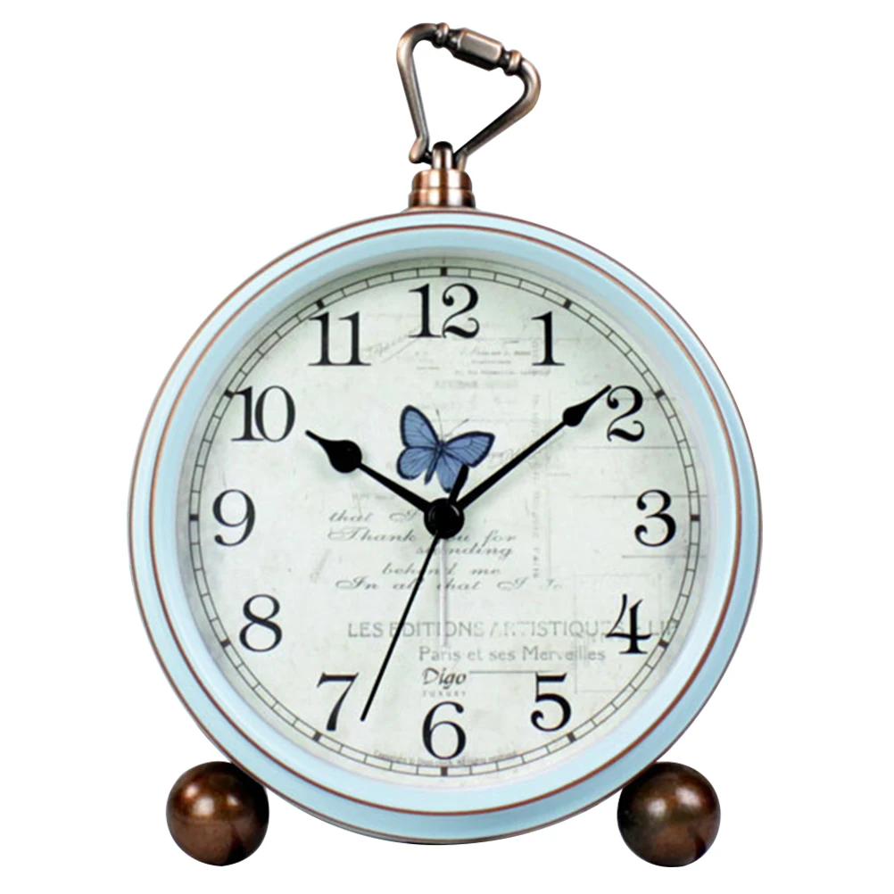 

1pc Vintage Style Metal Glass Alarm Clock Decorative Retro Home Office Bedside Clock Creative Design For Living Room Bedroom