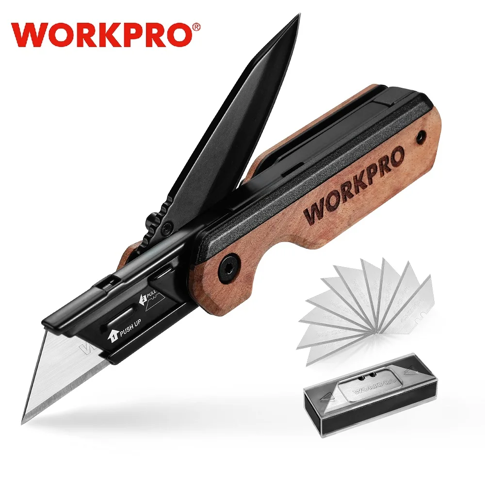 

WORKPRO Multifunction Folding Knife Portable Pocket Knife Electrician Utility Knife With 10PC Blades Paper Cutter DIY Hand Tools