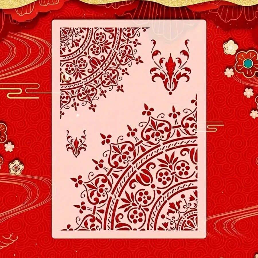 استنسل ماندالا PET - قالب فني هندسي قابل لإعادة الاستخدام لطلاء الحائط والحرف اليدوية