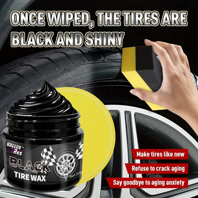 Tire gloss wax, black tire refurbishment wax - ABS resin car tire rubber care wax, gloss enhancer for cars, motorcycles,bicycles
