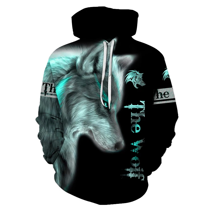 

New Fashion Wolf Pattern Men's Hoodie 3D Loose Fall Sweatshirt Men's Street Hoodie Funny Hoodie Brand Men's clothing