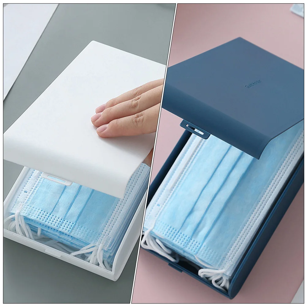 

2Pcs Mask Storage Case Boxes Durable Plastic Face Mask Organizer Portable Dustproof Container for Daily Use Sundries Organizer