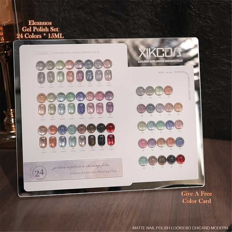 

XIKCOA 24 Colors Glitter Gel Nail Polish Set Super Shiny Starry Diamond Gel Varnish Soak Off UV/LED For Salon & DIY Use