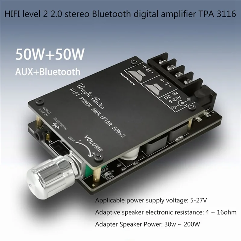 ZK-502C Bluetooth Digital Audio Amplifier Board TPA3116 50Wx2 Stereo 2.0Channel Power HIFI Amplifier Module