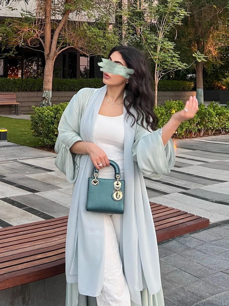 Muslim Abaya Silky Cardigan Party Dress Elegant Morocco Dress Women Kaftan Turkey Arab Long Robe Vestidos Dubai Maxi Dresses