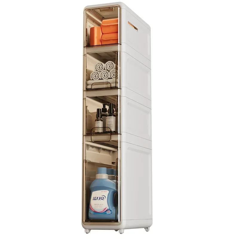 Bathroom slot storage rack gap waterproof toilet next to the storage cabinet, bathroom wide drawer type shelf storage cabinet