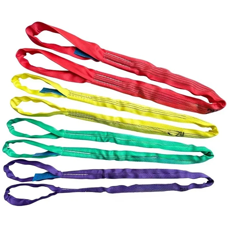 

National standard industrial flexible lifting belt double buckle ring 3/5/10 ton lifting round soft sling