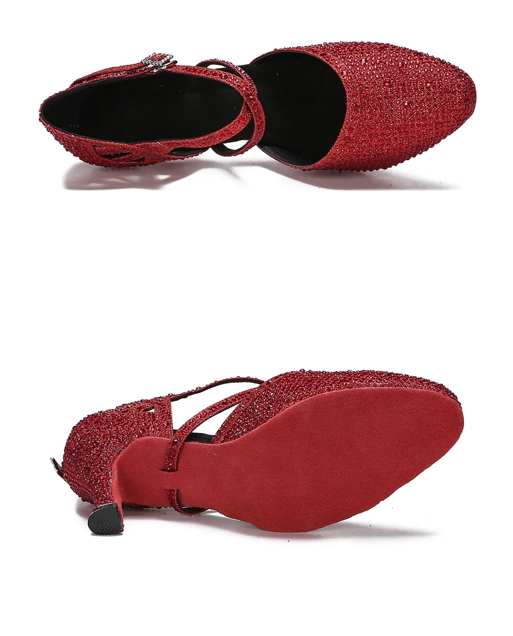CINMIDY Rote Strass-Lateintanzschuhe Damen Tango-Tanzschuhe Moderne Schuhe Weiche Sohle Hochzeitsschuhe Silber – Detail 18