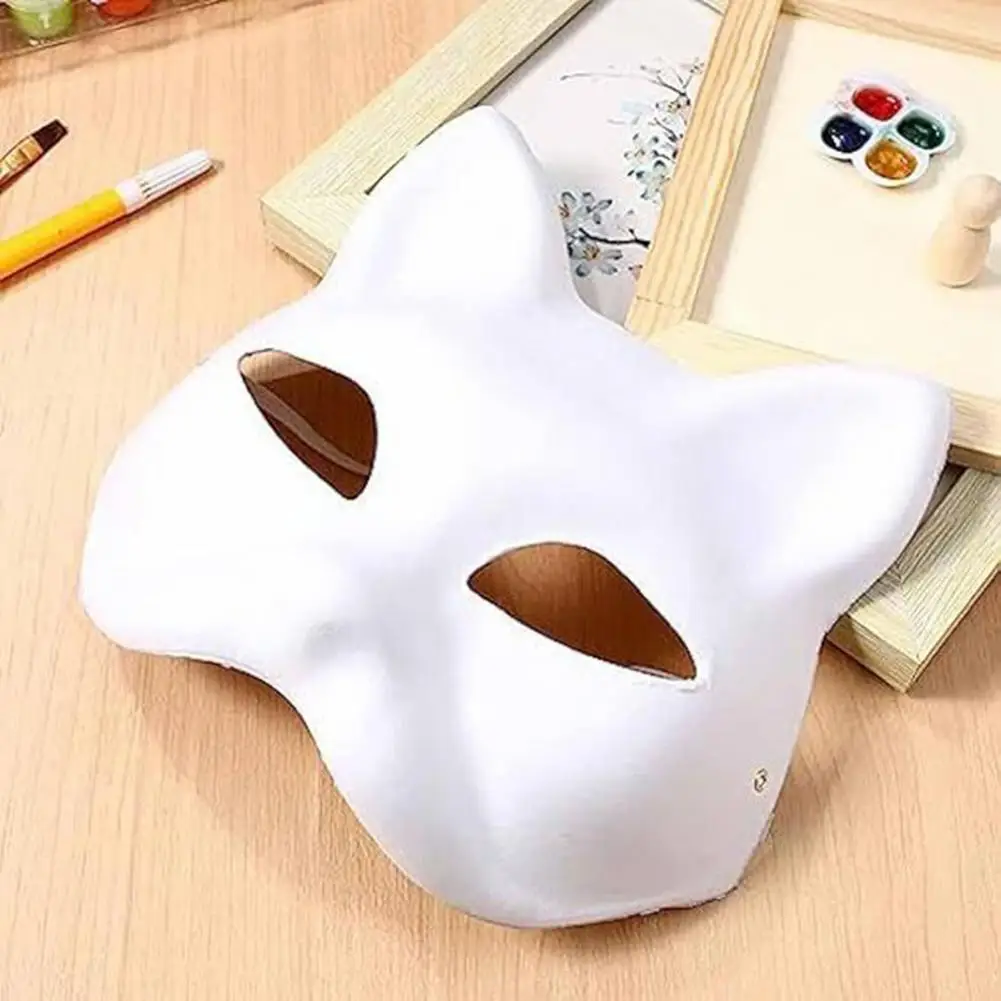 1/5Pcs DIY Cat Masque，Blanks Masque，Creative Hand-Painted Personalized，Cat Masque，Adjustable Elastic Straps Cosplay Masque