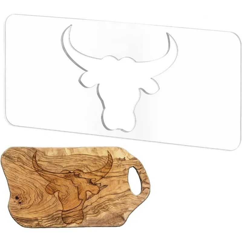 Cattle Clear Acrylic Router Inlay Template, Woodworking Template with Film Creating Unique Inlays in Signs, Charcuteri