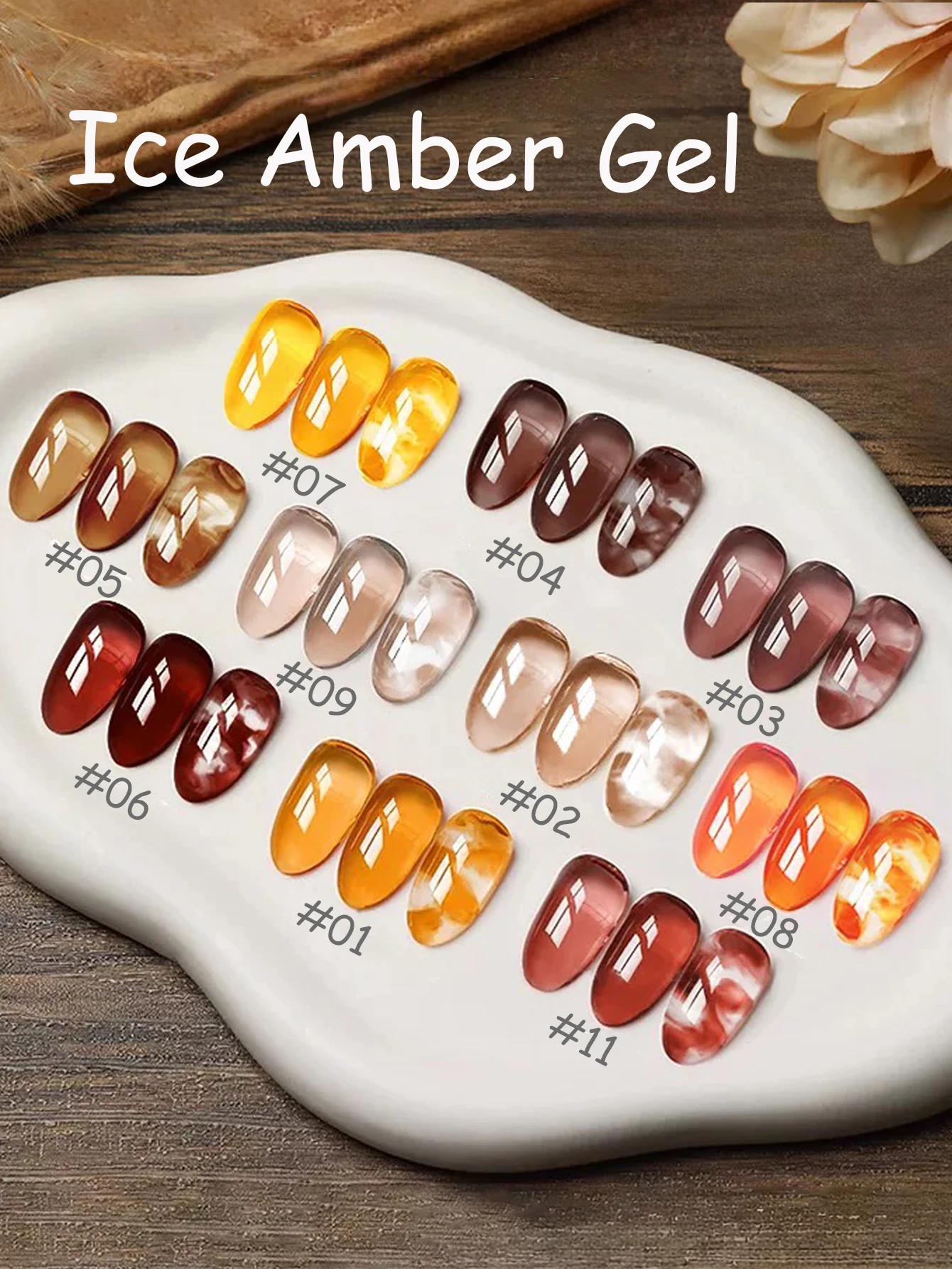 1-12 stücke WS Weihnachten Nagel Eis Transparent Schildkröte Bernstein Gel Nagellack Beliebte Bleaching Braun Orange Nagel Salon Nagel liefert – Detail 1