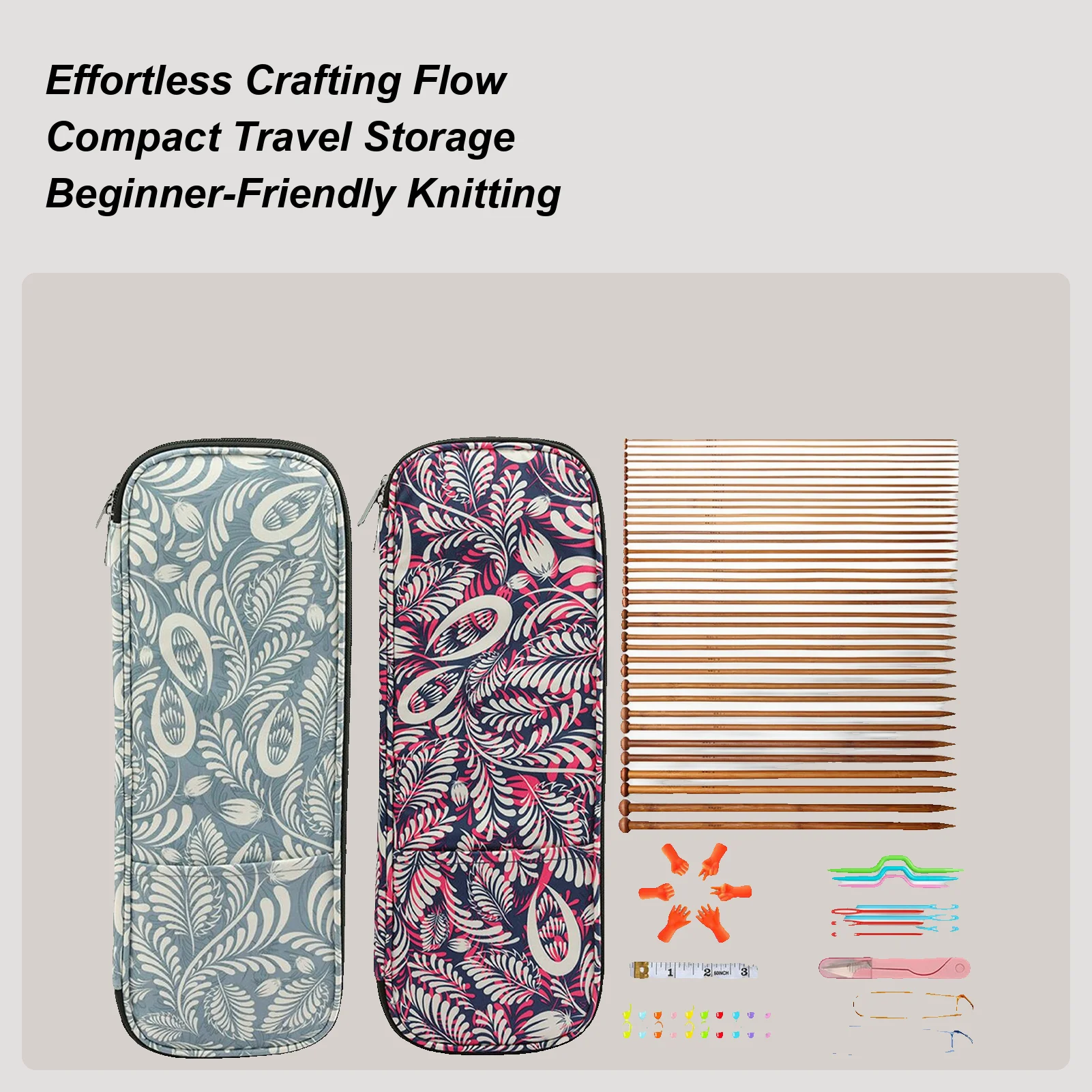 

Bamboo Wood Weaving Needle Set 36pcs Carbonized Single Pointed Round Bead Bamboo Needles 3.7in Wood Needles Knitting Set